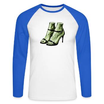 UMWERFEND WUNDERSCHÖN - Unisex Baseballshirt langarm - Weiß/Royalblau - Vorne - Nik (191cm)