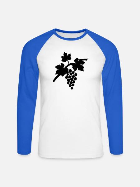 Wein Weinrebe schwarz Geschenk Weintrinker  - Unisex Baseballshirt langarm - Weiß/Royalblau
