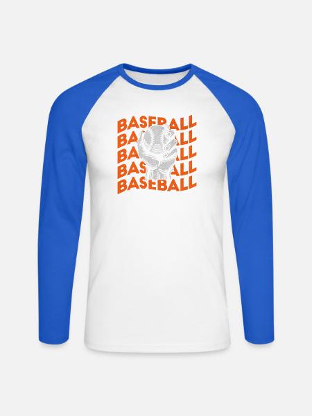  Baseball Softball Baseball Baseballspieler - Unisex Baseballshirt langarm - Weiß/Royalblau