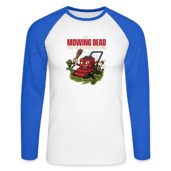 The Moging Dead – Lustige Rasenmähen von Zombie-Unkräutern - Unisex Baseballshirt langarm - Weiß/Royalblau - Vorne - Nik (191cm)