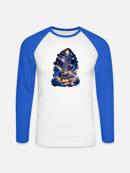 Leiter zu den Sternen - Unisex Baseballshirt langarm - Weiß/Royalblau