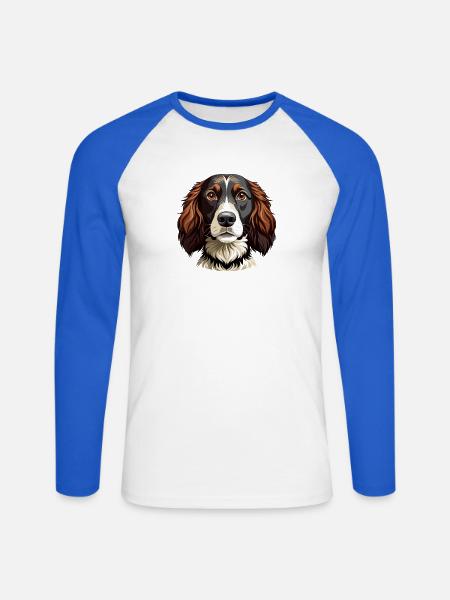 Springer-Spaniel-Hundekopf - Unisex Baseballshirt langarm - Weiß/Royalblau