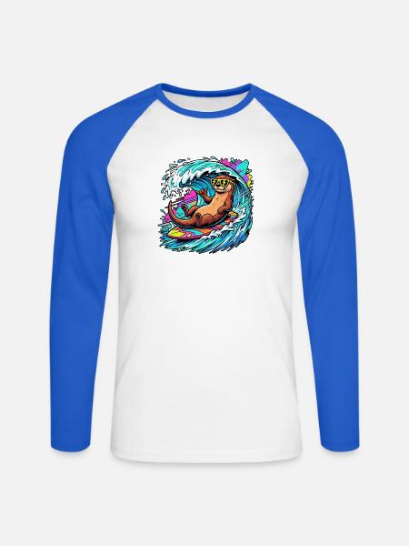 Relaxed Surfer Otter - Unisex Baseballshirt langarm - Weiß/Royalblau