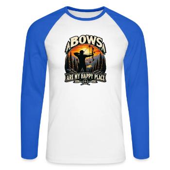 Bogenschießen, Bogenschütze - Unisex Baseballshirt langarm - Weiß/Royalblau - Vorne - Nik (191cm)