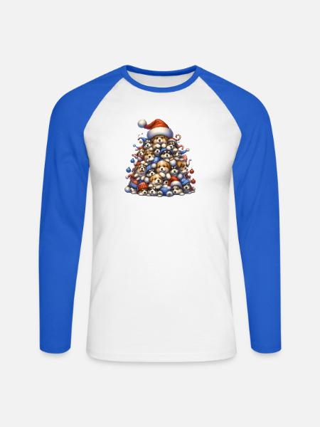 🎁 Weihnachtswelpenbaum - Unisex Baseballshirt langarm - Weiß/Royalblau