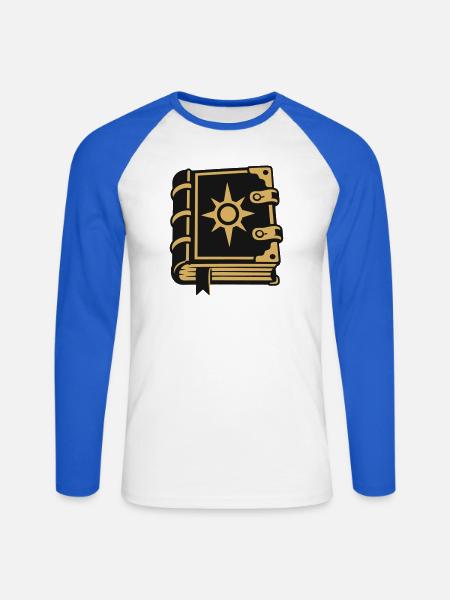 Zauberbuch Stern Magie Icon - Unisex Baseballshirt langarm - Weiß/Royalblau
