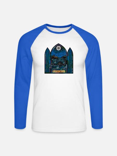 Loch Ness Monster Buntglas - Unisex Baseballshirt langarm - Weiß/Royalblau