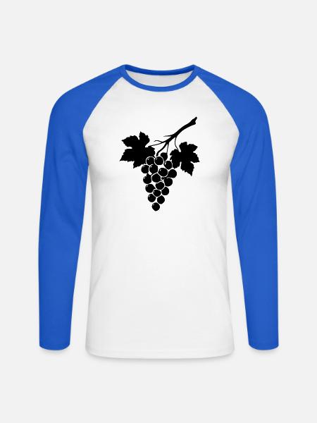 Wein Weinrebe Weintrauben schwarz Geschenk - Unisex Baseballshirt langarm - Weiß/Royalblau