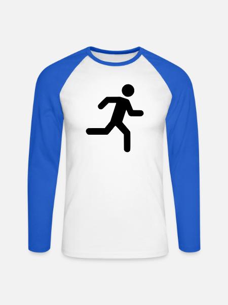 Running Man - Unisex Baseballshirt langarm - Weiß/Royalblau