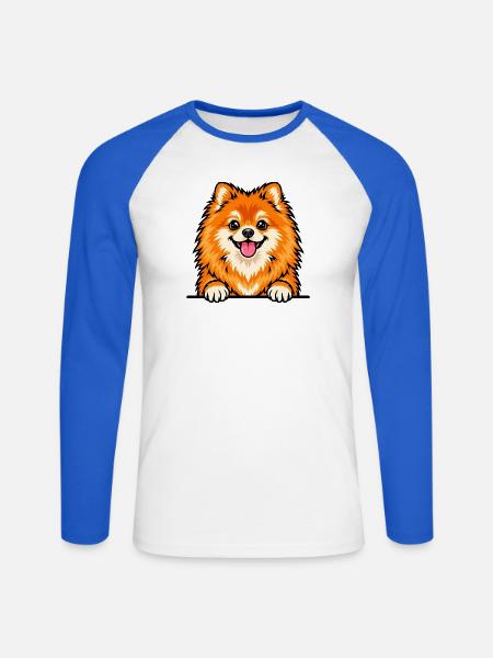Zwergspitz - Unisex Baseballshirt langarm - Weiß/Royalblau