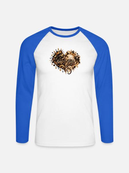 Chaos & Glanz Herzgold Fusion - Unisex Baseballshirt langarm - Weiß/Royalblau