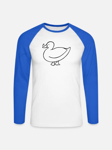 Entekoffeiniert - Unisex Baseballshirt langarm - Weiß/Royalblau