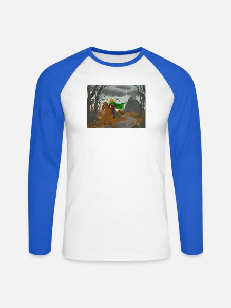 Kürbisköpfiger Reiter - Unisex Baseballshirt langarm - Weiß/Royalblau