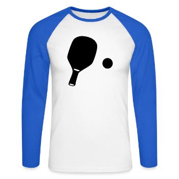 Tischtennis Spieler Geschenk - Unisex Baseballshirt langarm - Weiß/Royalblau - Vorne - Nik (191cm)