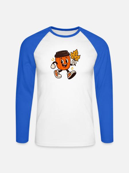Becher-Kürbis - Unisex Baseballshirt langarm - Weiß/Royalblau