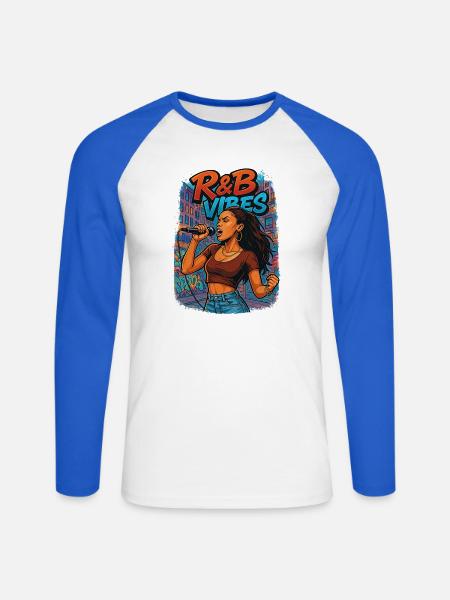 R&B - Unisex Baseballshirt langarm - Weiß/Royalblau