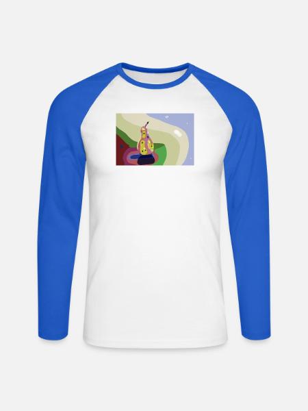 Abstrakte Birne in Pastellen - Unisex Baseballshirt langarm - Weiß/Royalblau