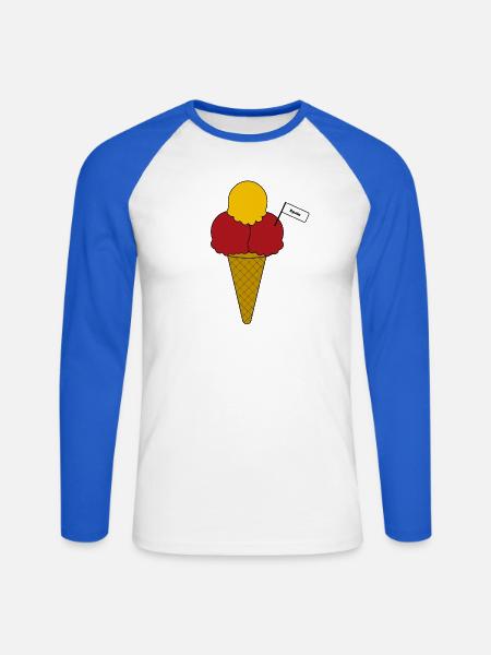 Spain Flag Eis cream Eiscreme - Unisex Baseballshirt langarm - Weiß/Royalblau