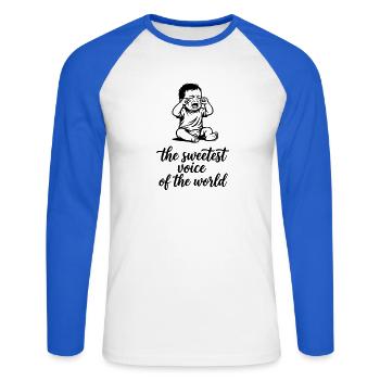 The sweetest Voice of The World Baby Singen Chor - Unisex Baseballshirt langarm - Weiß/Royalblau - Vorne - Nik (191cm)