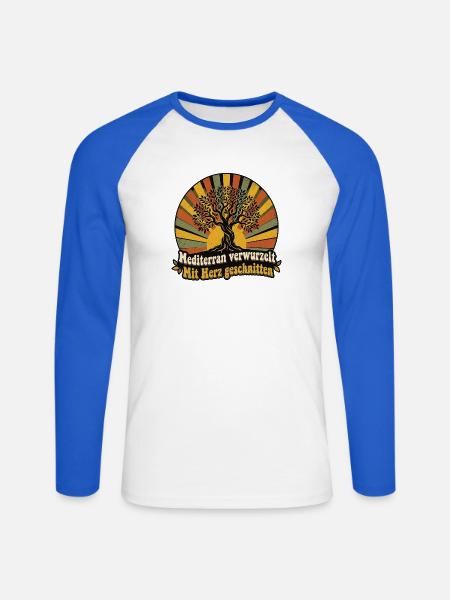Mediterran Olivenbaum - Unisex Baseballshirt langarm - Weiß/Royalblau