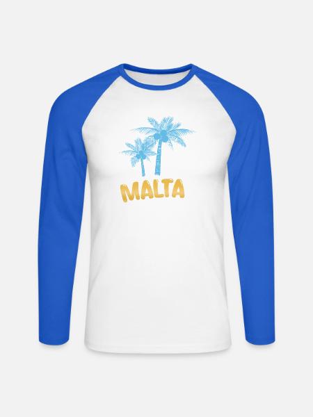 Geschenk für Malta - Unisex Baseballshirt langarm - Weiß/Royalblau