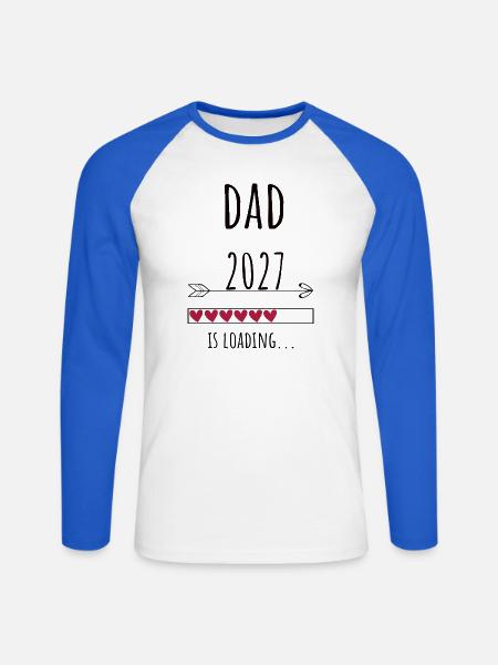 Pregnancy Announcement – Papa 2027 Geschenk - Unisex Baseballshirt langarm - Weiß/Royalblau
