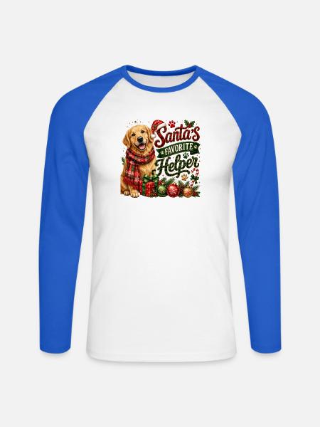 🎁 Weihnachts-Golden Retriever - Unisex Baseballshirt langarm - Weiß/Royalblau