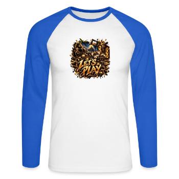 Lets Play Goldenes Gaming-Setup - Unisex Baseballshirt langarm - Weiß/Royalblau - Vorne - Nik (191cm)