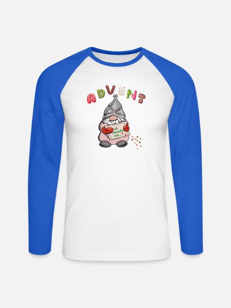 Advent - Unisex Baseballshirt langarm - Weiß/Royalblau
