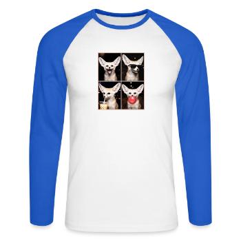 Wüstenfuchs Fennek - Unisex Baseballshirt langarm - Weiß/Royalblau - Vorne - Nik (191cm)