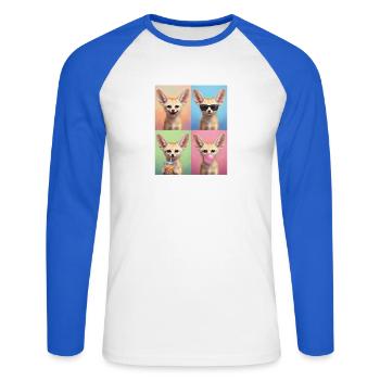 Wüstenfuchs Fennek - Unisex Baseballshirt langarm - Weiß/Royalblau - Vorne - Nik (191cm)