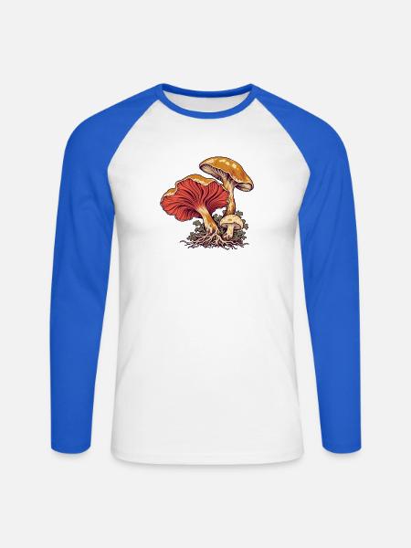 Pilzkiemen und -kappen - Unisex Baseballshirt langarm - Weiß/Royalblau
