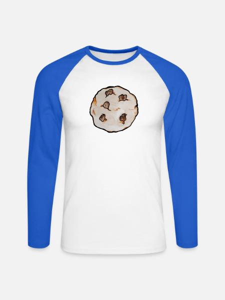 Charmantes Chip-Keks-Muster - Unisex Baseballshirt langarm - Weiß/Royalblau