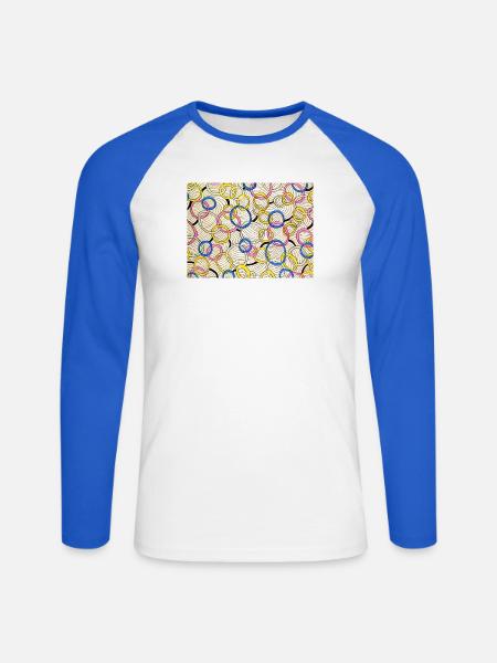 Verschlungener Farbkreis - Unisex Baseballshirt langarm - Weiß/Royalblau