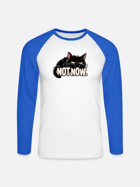 Nicht jetzt, Katze - Unisex Baseballshirt langarm - Weiß/Royalblau