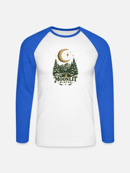 Mondbeschienener Winterwappen - Unisex Baseballshirt langarm - Weiß/Royalblau