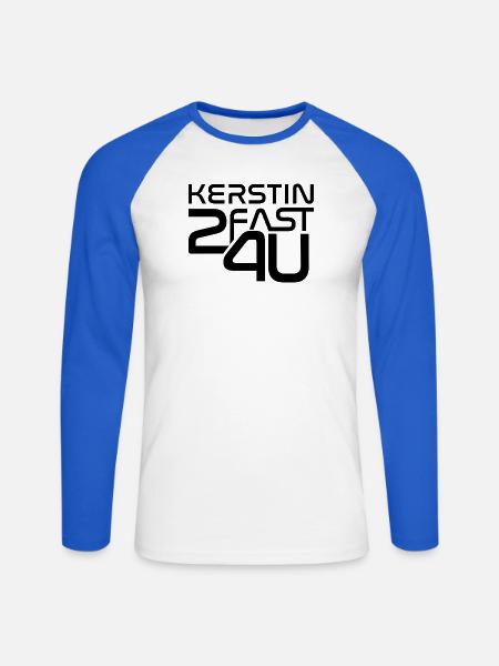 Kerstin - Unisex Baseballshirt langarm - Weiß/Royalblau