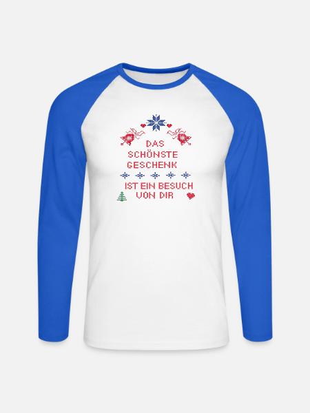 Geschenk Weihnachten - Unisex Baseballshirt langarm - Weiß/Royalblau