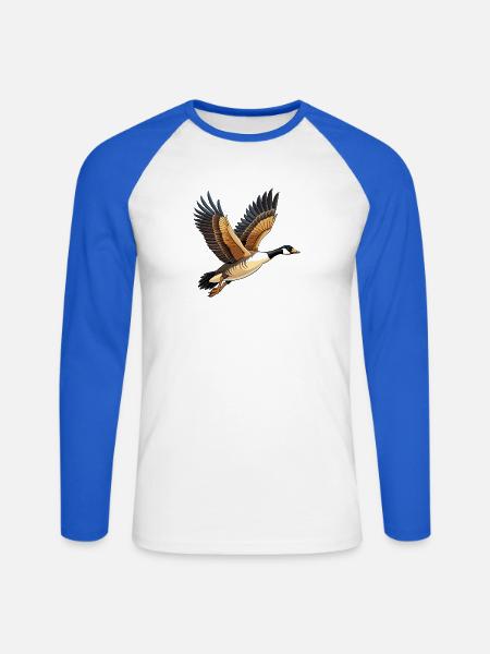 Fliegende Kanadische Gans - Unisex Baseballshirt langarm - Weiß/Royalblau