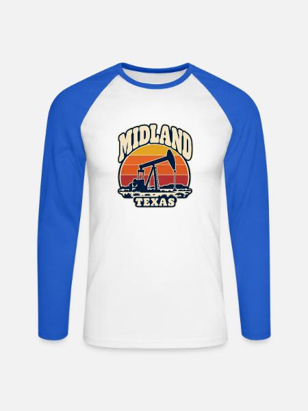 Texas Midland Ölpumpen Sunset - Unisex Baseballshirt langarm - Weiß/Royalblau