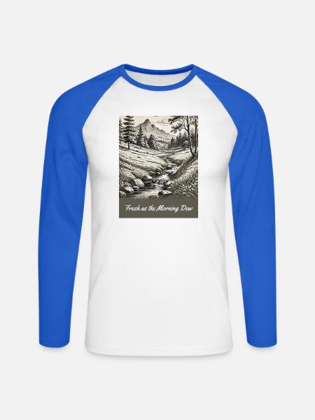 Morgentau im Waldtal - Unisex Baseballshirt langarm - Weiß/Royalblau
