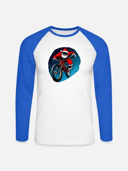 Downhill Biker Weihnachten - Unisex Baseballshirt langarm - Weiß/Royalblau