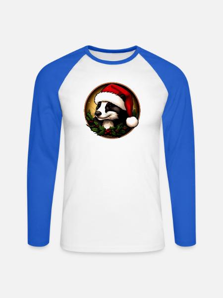 Dachse Weihnachten / Weihnachtsmann Marder - Unisex Baseballshirt langarm - Weiß/Royalblau