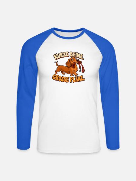Dackel – Kurze Beine, große Pläne Hunde Geschenk - Unisex Baseballshirt langarm - Weiß/Royalblau
