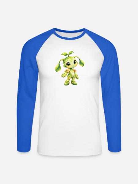 Grünes Pflanzwesen Charme - Unisex Baseballshirt langarm - Weiß/Royalblau