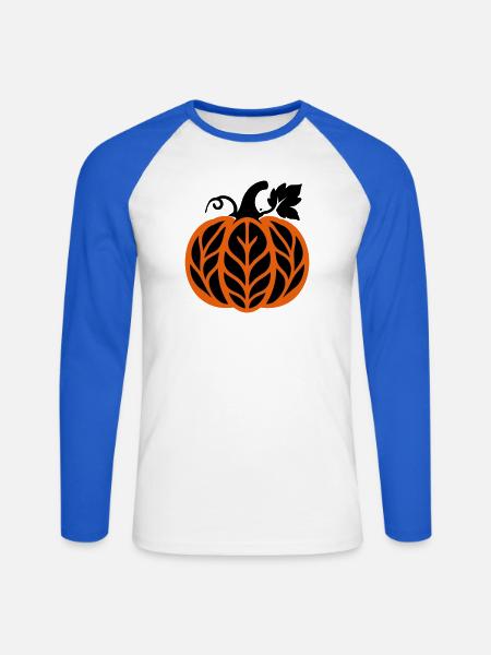 Kuerbis Herbstlaub Icon - Unisex Baseballshirt langarm - Weiß/Royalblau