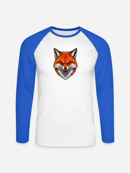 Rabe - Unisex Baseballshirt langarm - Weiß/Royalblau