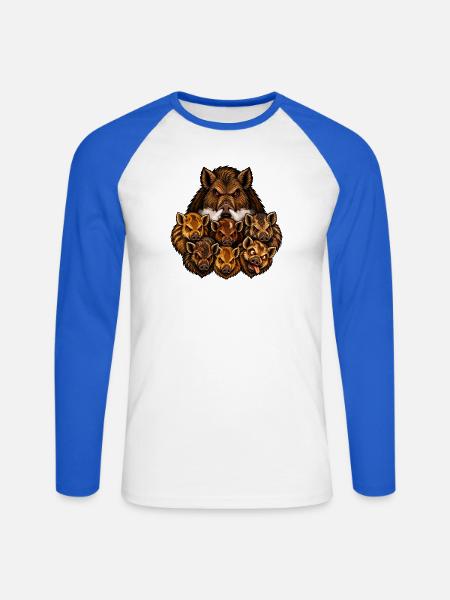 Säen und Ferkel - Unisex Baseballshirt langarm - Weiß/Royalblau