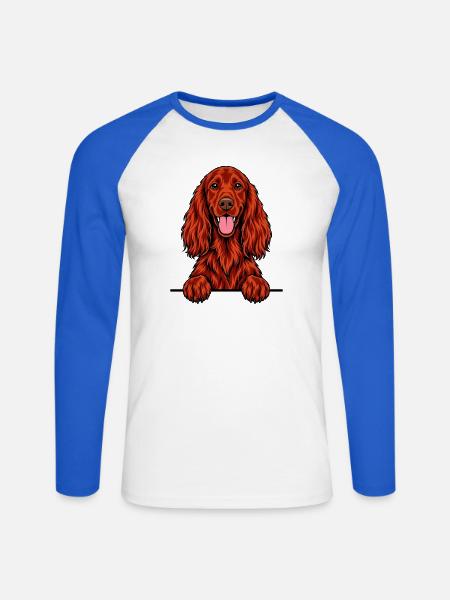 Irischer Setter - Unisex Baseballshirt langarm - Weiß/Royalblau