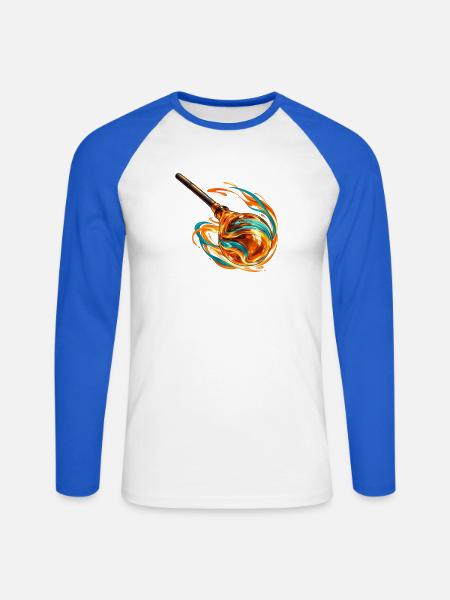 Geschmolzenes Glas in Bewegung - Unisex Baseballshirt langarm - Weiß/Royalblau